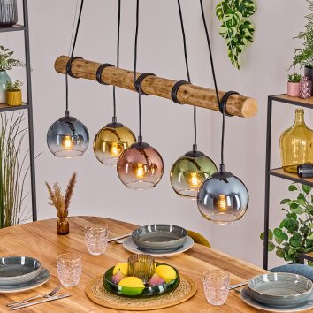 Koyoto Pendelleuchte Glas 15 cm Naturfarben, Schwarz, 5-flammig Koyoto Pendelleuchte Glas 15 cm Naturfarben, Schwarz, 5-flammig