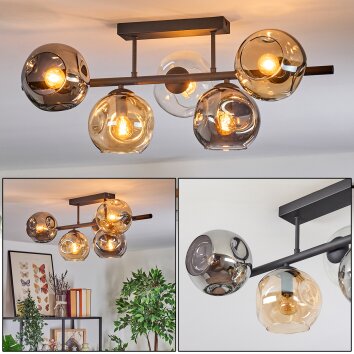 Ripoll Deckenleuchte Glas 15 cm Bernsteinfarben, Klar, Rauchfarben, 5-flammig