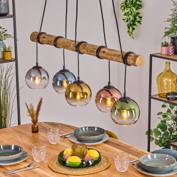 Koyoto Pendelleuchte Glas 15 cm Naturfarben, Schwarz, 5-flammig Koyoto Pendelleuchte Glas 15 cm Naturfarben, Schwarz, 5-flammig