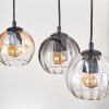 Koyoto Pendelleuchte Glas 15 cm Naturfarben, Schwarz, 5-flammig