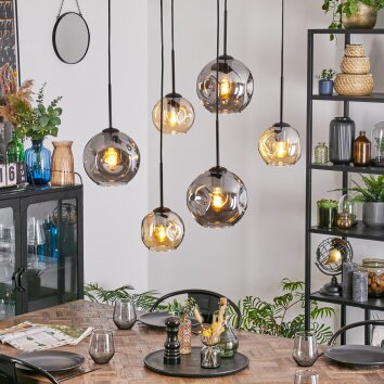 Ripoll Hängeleuchte Glas 15 cm, 20 cm Bernsteinfarben, Rauchfarben, 6-flammig