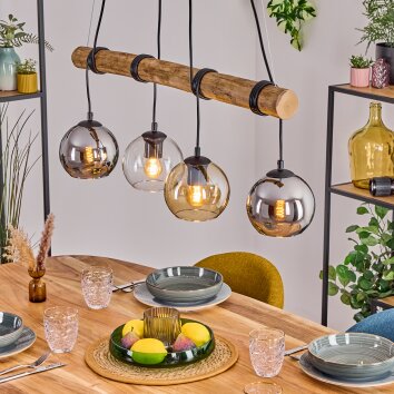 Koyoto Pendelleuchte Glas 15 cm Naturfarben, Schwarz, 4-flammig
