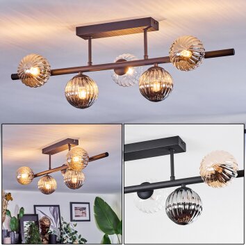 Chehalis Deckenleuchte Glas 10 cm Schwarz, 5-flammig