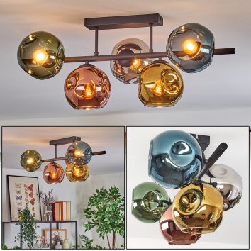 Ripoll Deckenleuchte Glas 15 cm Blau, Chrom, Gold, Grün, Kupferfarben, Rauchfarben, 5-flammig