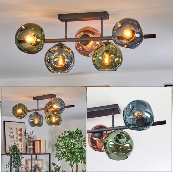 Ripoll Deckenleuchte Glas 15 cm Blau, Grün, Kupferfarben, 5-flammig