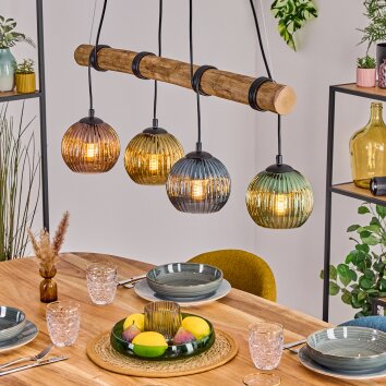 Koyoto Pendelleuchte Glas 15 cm Naturfarben, Schwarz, 4-flammig Koyoto Pendelleuchte Glas 15 cm Naturfarben, Schwarz, 4-flammig