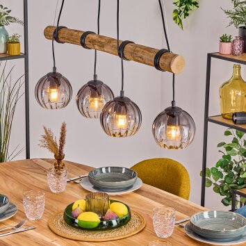 Koyoto Pendelleuchte Glas 15 cm Naturfarben, Schwarz, 4-flammig Koyoto Pendelleuchte Glas 15 cm Naturfarben, Schwarz, 4-flammig
