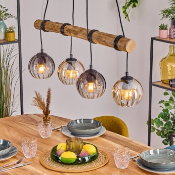 Koyoto Pendelleuchte Glas 15 cm Naturfarben, Schwarz, 4-flammig