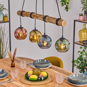 Ripoll Pendelleuchte Glas 15 cm Naturfarben, Schwarz, 4-flammig Ripoll Pendelleuchte Glas 15 cm Naturfarben, Schwarz, 4-flammig