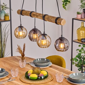 Koyoto Pendelleuchte Glas 15 cm Naturfarben, Schwarz, 4-flammig