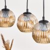 Ripoll Pendelleuchte Glas 15 cm Naturfarben, Schwarz, 4-flammig