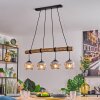 Ripoll Pendelleuchte Glas 15 cm Naturfarben, Schwarz, 4-flammig