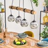 Ripoll Pendelleuchte Glas 15 cm Naturfarben, Schwarz, 4-flammig