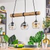 Ripoll Pendelleuchte Glas 15 cm Naturfarben, Schwarz, 3-flammig