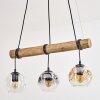 Ripoll Pendelleuchte Glas 15 cm Naturfarben, Schwarz, 3-flammig