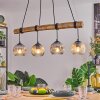 Ripoll Pendelleuchte Glas 15 cm Naturfarben, Schwarz, 4-flammig