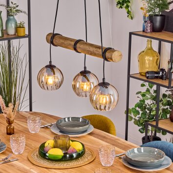 Koyoto Pendelleuchte Glas 15 cm Naturfarben, Schwarz, 3-flammig Koyoto Pendelleuchte Glas 15 cm Naturfarben, Schwarz, 3-flammig