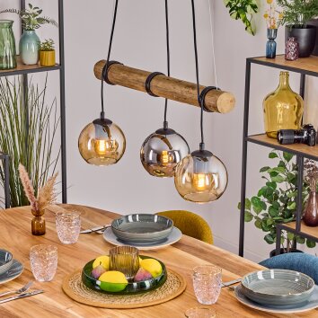Koyoto Pendelleuchte Glas 15 cm Naturfarben, Schwarz, 3-flammig