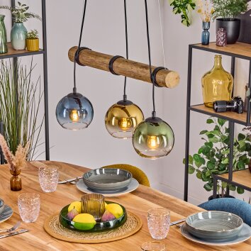 Koyoto Pendelleuchte Glas 15 cm Naturfarben, Schwarz, 3-flammig Koyoto Pendelleuchte Glas 15 cm Naturfarben, Schwarz, 3-flammig