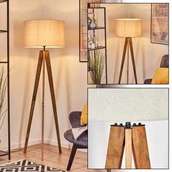 Flemming Stehleuchte 50 cm Naturfarben, Schwarz, 1-flammig