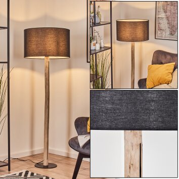 Flemming Stehleuchte 50 cm Naturfarben, Schwarz, 1-flammig