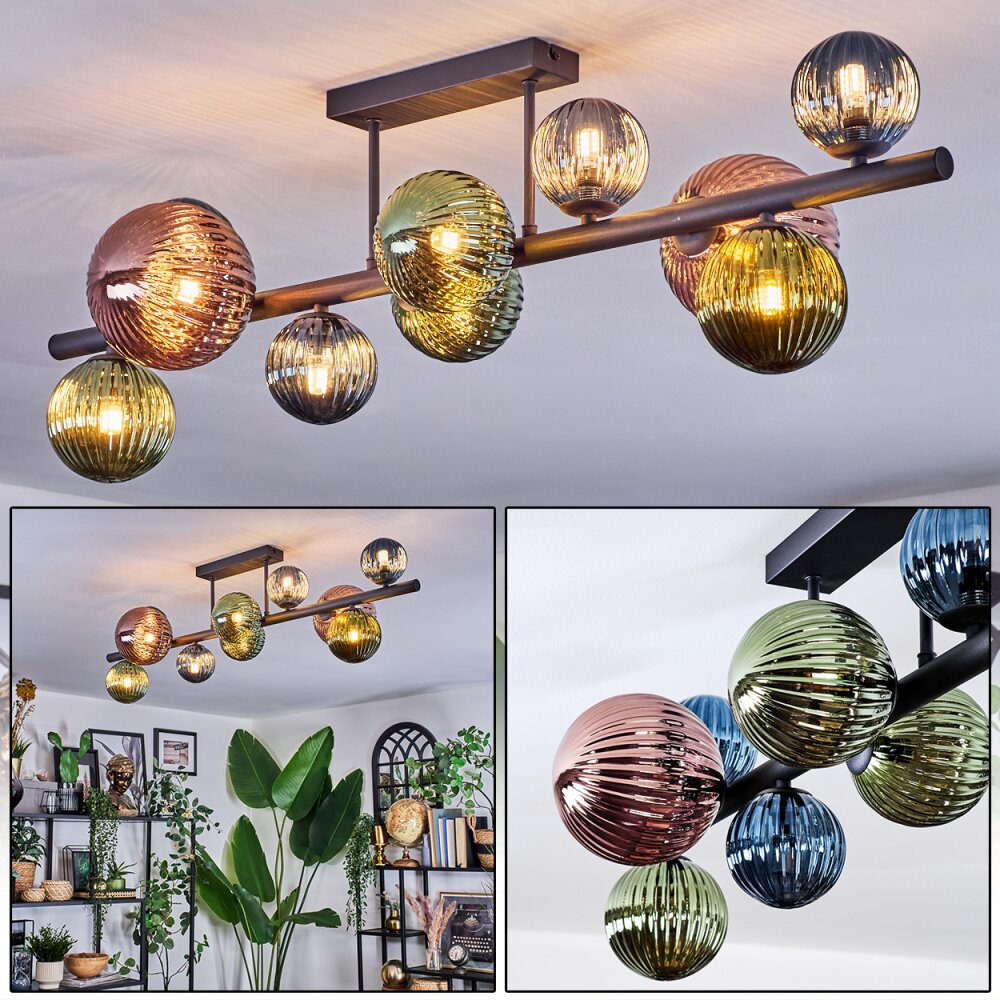 Chehalis Deckenleuchte Glas 10 cm, 12 cm, 15 cm Blau, Grün, Kupferfarben, 10-flammig main product photo