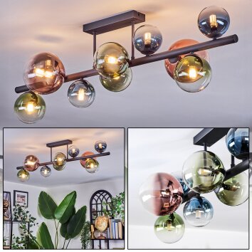 Chehalis Deckenleuchte Glas 10 cm, 12 cm, 15 cm Blau, Grün, Klar, Kupferfarben, 10-flammig