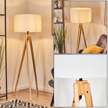 Flemming Stehleuchte 50 cm Naturfarben, Schwarz, 1-flammig