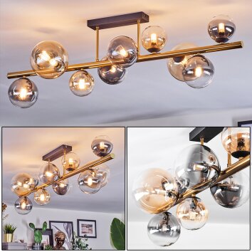 Chehalis Deckenleuchte Glas 10 cm, 12 cm, 15 cm Gold, Schwarz, 10-flammig