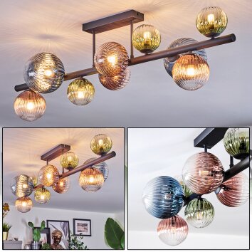 Chehalis Deckenleuchte Glas 10 cm, 12 cm, 15 cm Blau, Grün, Klar, Kupferfarben, 10-flammig Chehalis Deckenleuchte Glas 10 cm, 12 cm, 15 cm Blau, Grün, Klar, Kupferfarben, 10-flammig