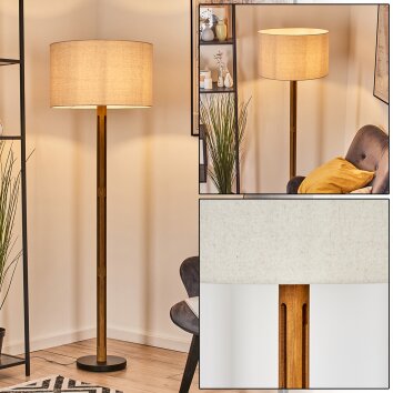 Flemming Stehleuchte 50 cm Braun, Naturfarben, Schwarz, 1-flammig