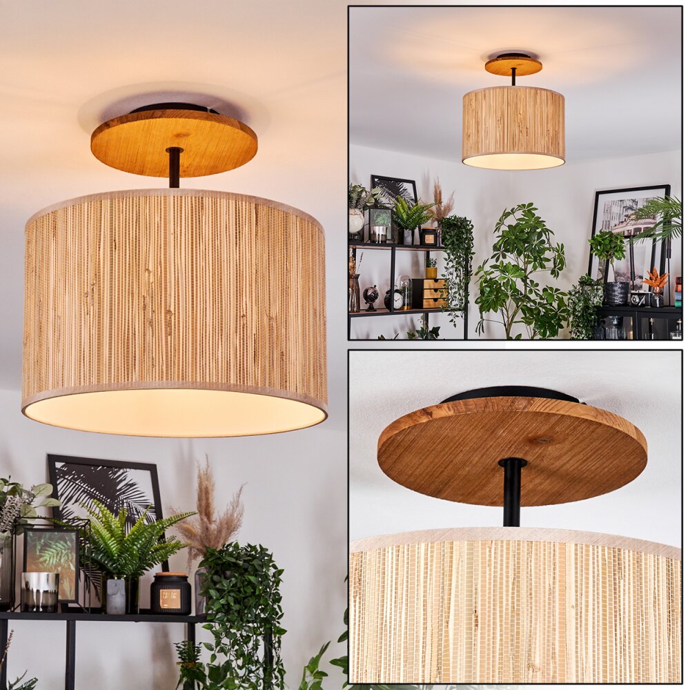 Bongal Deckenleuchte 35 cm Naturfarben, Schwarz, 1-flammig main product photo
