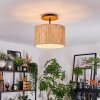 Bongal Deckenleuchte 35 cm Naturfarben, Schwarz, 1-flammig