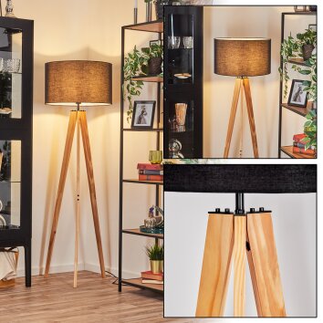 Flemming Stehleuchte 50 cm Naturfarben, Schwarz, 1-flammig