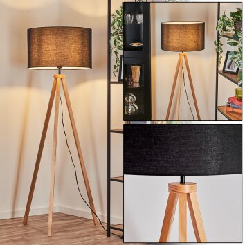 Flemming Stehleuchte 50 cm Naturfarben, Schwarz, 1-flammig Flemming Stehleuchte 50 cm Naturfarben, Schwarz, 1-flammig
