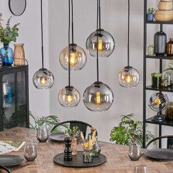 Koyoto Hängeleuchte Glas 15 cm, 20 cm Bernsteinfarben, Klar, Rauchfarben, 6-flammig