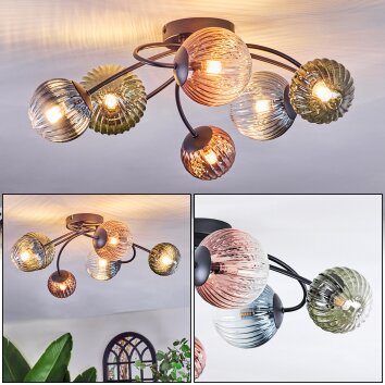 Chehalis Deckenleuchte 10 cm, 12 cm Blau, Grün, Klar, Kupferfarben, 6-flammig Chehalis Deckenleuchte 10 cm, 12 cm Blau, Grün, Klar, Kupferfarben, 6-flammig