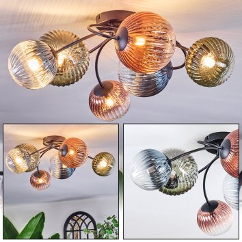 Chehalis Deckenleuchte 12 cm, 15 cm Blau, Grün, Klar, Kupferfarben, 6-flammig Chehalis Deckenleuchte 12 cm, 15 cm Blau, Grün, Klar, Kupferfarben, 6-flammig