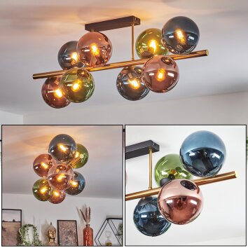 Gastor Deckenleuchte Glas 15 cm Gold, Schwarz, 8-flammig