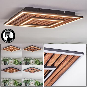 Meron Deckenleuchte LED Holzoptik, Schwarz, 1-flammig Meron Deckenleuchte LED Holzoptik, Schwarz, 1-flammig