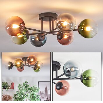 Chehalis Deckenleuchte Glas 12 cm Blau, Grün, Klar, Kupferfarben, 6-flammig