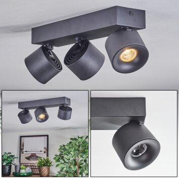 Narel Deckenleuchte LED Schwarz, 3-flammig