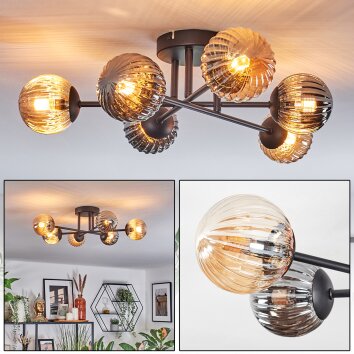 Chehalis Deckenleuchte Glas 10 cm Bernsteinfarben, Rauchfarben, 6-flammig