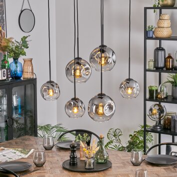 Ripoll Hängeleuchte Glas 15 cm, 20 cm Klar, Rauchfarben, 6-flammig