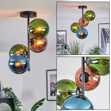 Gastor Deckenleuchte Glas 15 cm Blau, Grün, Kupferfarben, 4-flammig