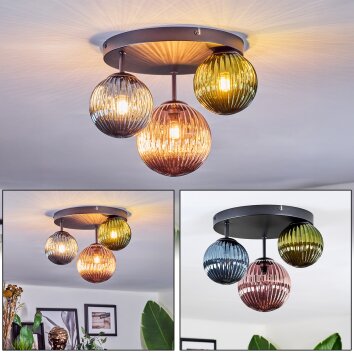 Chehalis Deckenleuchte Glas 12 cm, 15 cm Blau, Grün, Kupferfarben, 3-flammig Chehalis Deckenleuchte Glas 12 cm, 15 cm Blau, Grün, Kupferfarben, 3-flammig