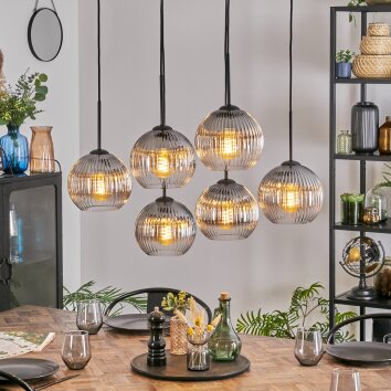 Koyoto Hängeleuchte Glas 20 cm Klar, Rauchfarben, 6-flammig