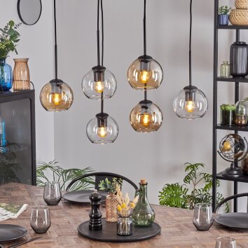 Koyoto Hängeleuchte Glas 15 cm Bernsteinfarben, Klar, 6-flammig