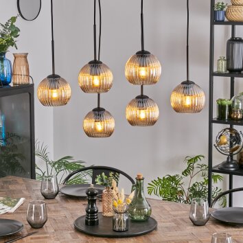 Koyoto Hängeleuchte Glas 15 cm Bernsteinfarben, 6-flammig