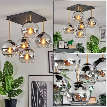 Koyoto Deckenleuchte Glas 15 cm Gold, Schwarz, 5-flammig